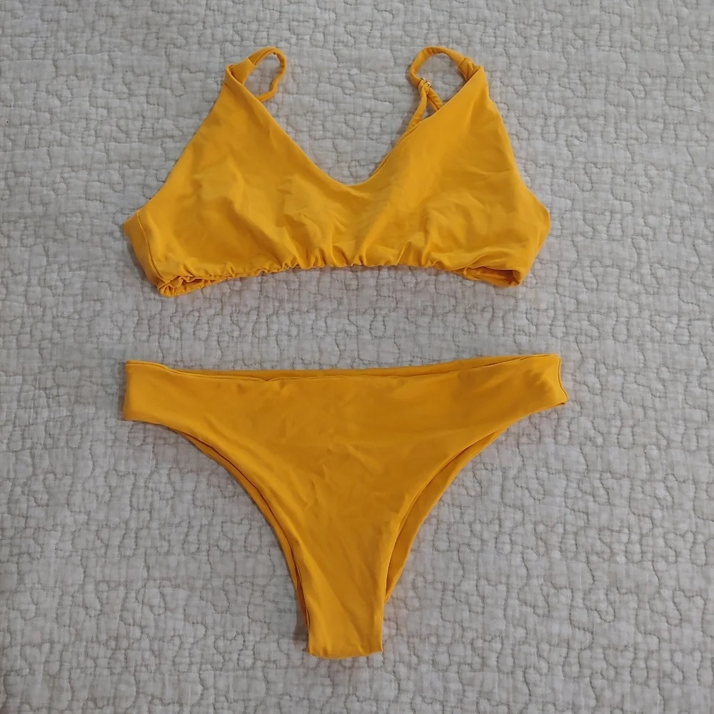 Bold Swim Bralette Bikini, Women's Size Small, Neon Orange